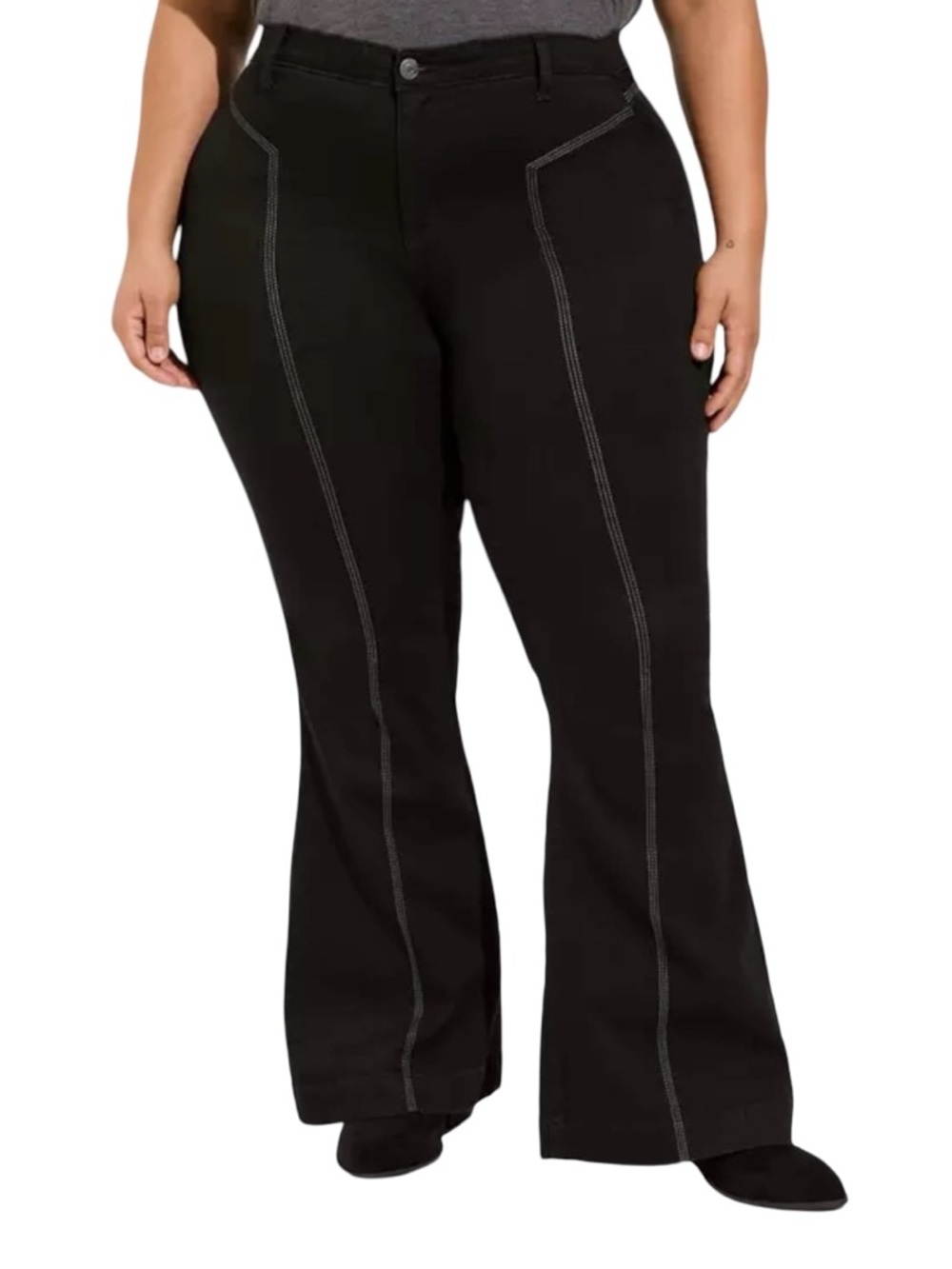 Torrid Black White Stitching Sky High Flare Super Soft Jean Size 20W